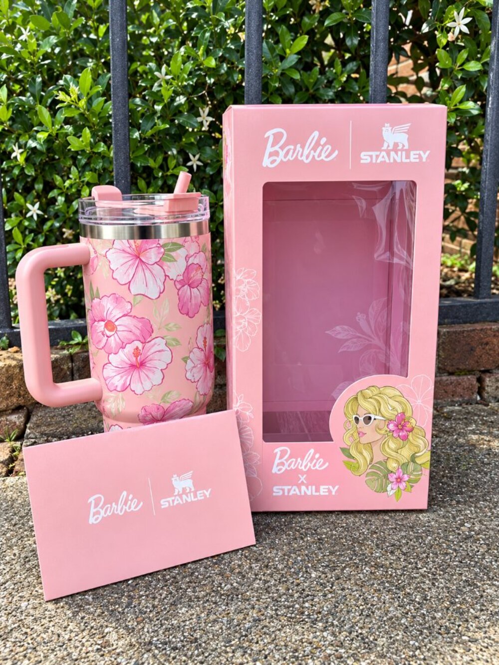 Barbie x Stanley Pink Floral Quencher Tumbler 40oz with Handle, Straw & Original